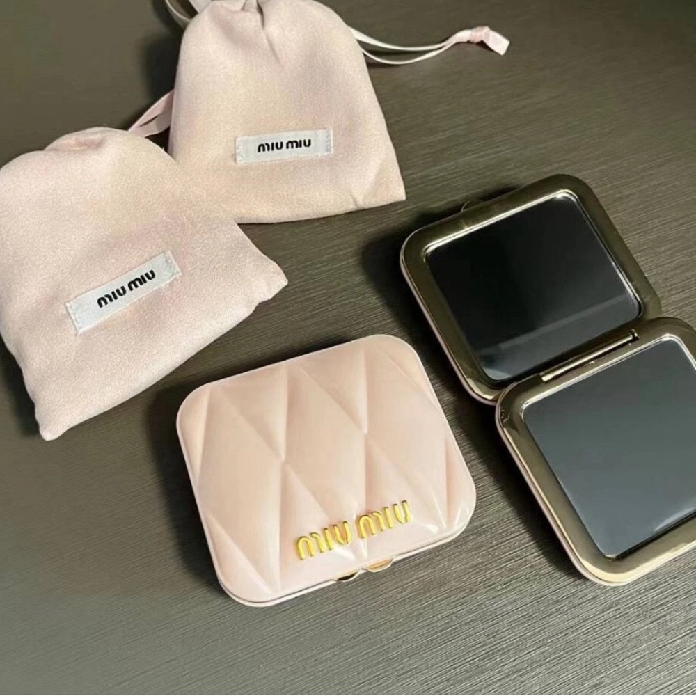 Miu Miu Beauty Pink Quilted Compact Mirror